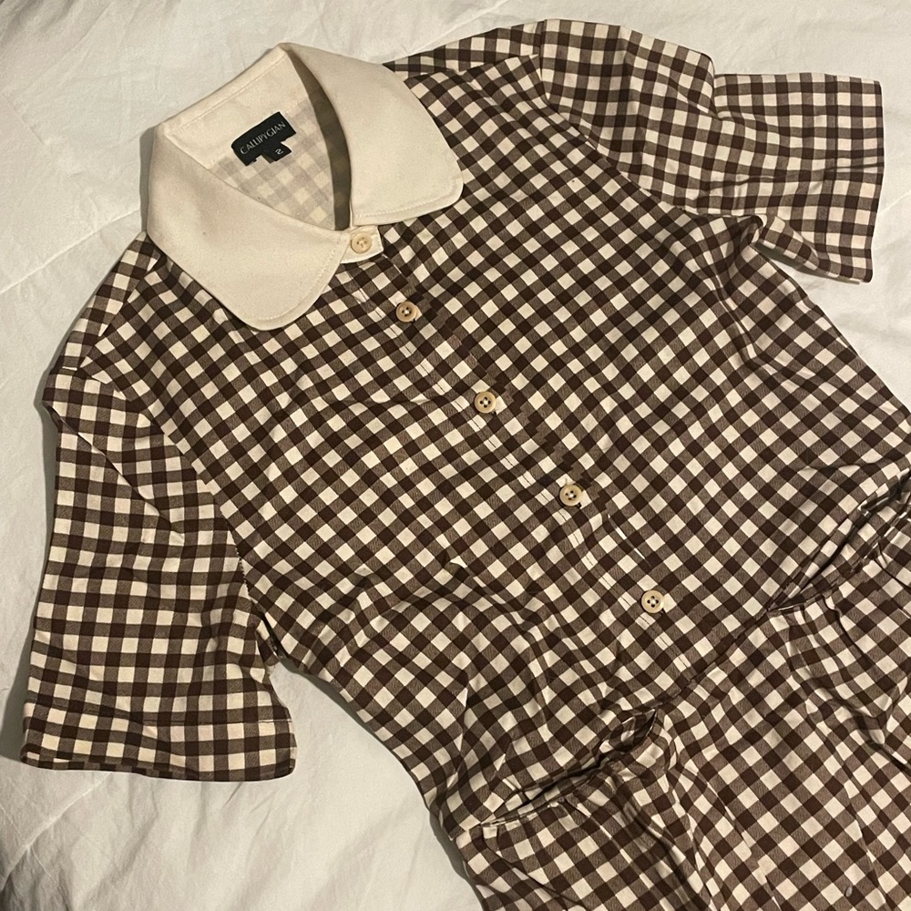 callipygian brown gingham dress